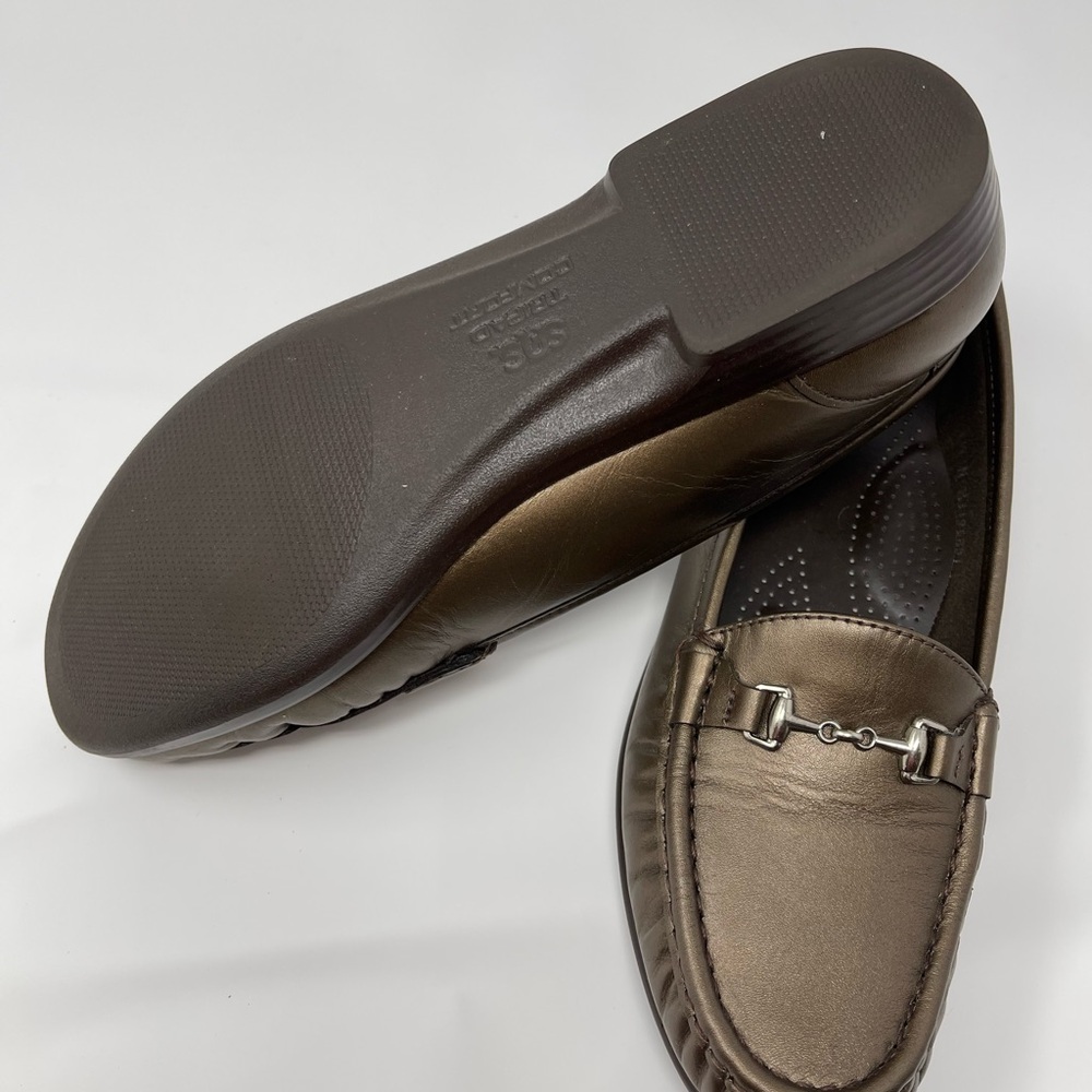 Old Money SAS Metro Women's 8.5 N Leather Slip-On Horsebit Loafers Bronze - Picture 4 of 5